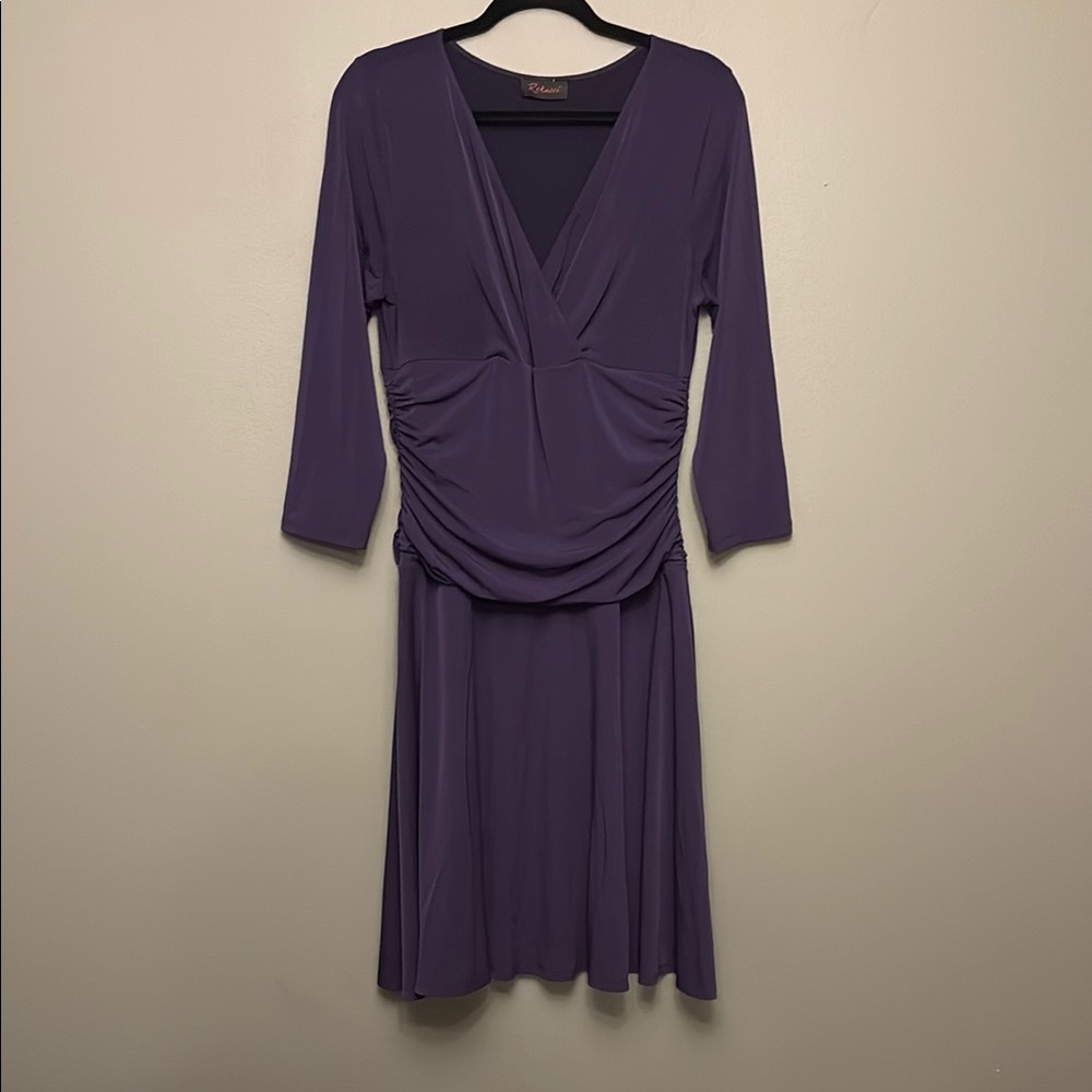 Purple Ruched Wrap Sheath Dress